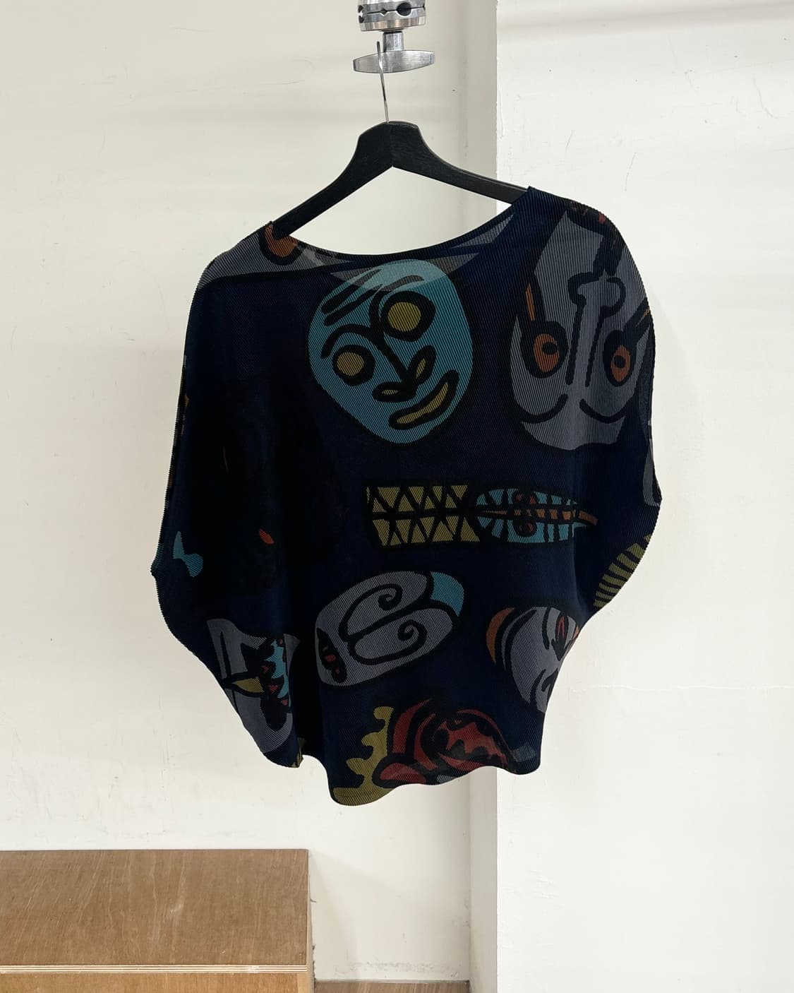 플리츠 플리즈 빈티지 마스크 패턴 플리츠 탑 상품이미지6