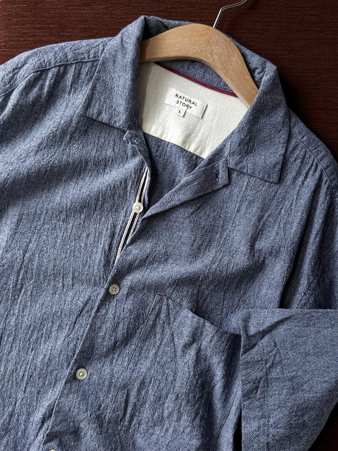 Natural cotton woven fabric H/S shirt 상품이미지1