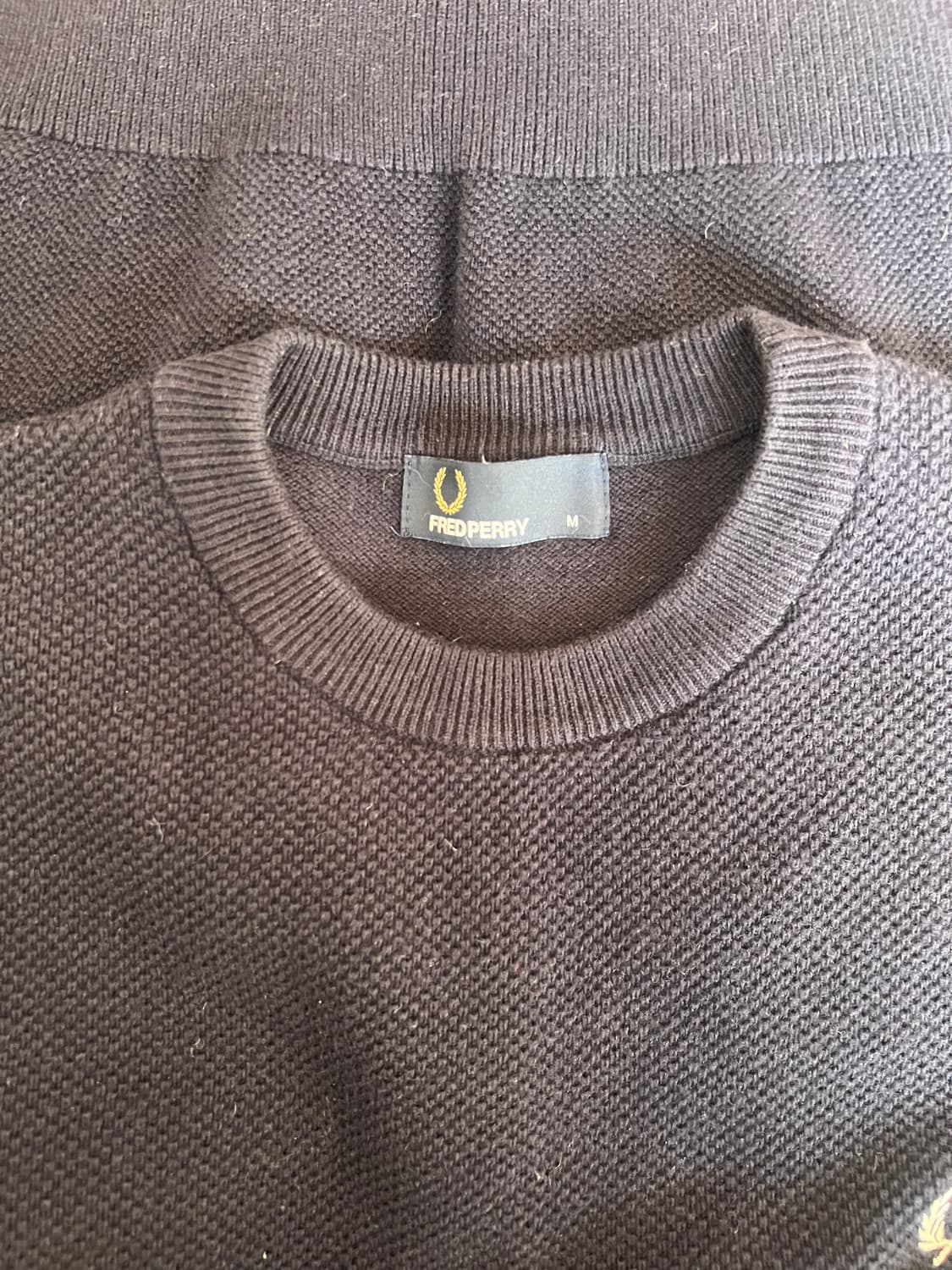 프레드페리 남성 네이비 라운드울니트 울코튼니트 상품이미지5