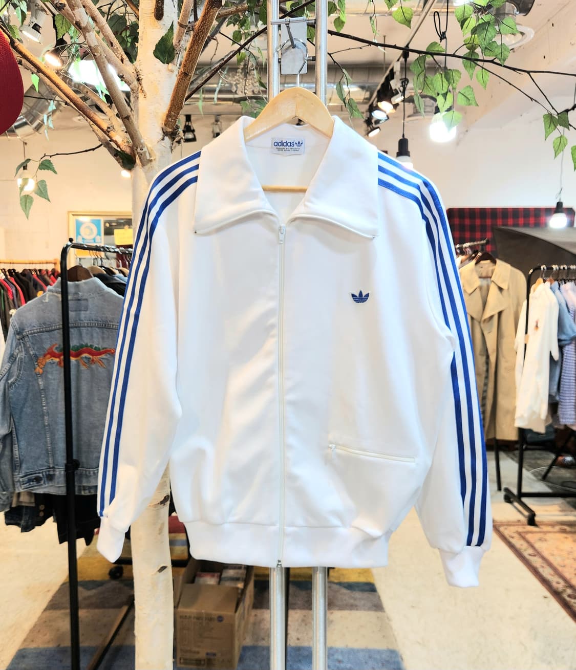 80s 아디다스 올드스쿨 삼선 화이트 트랙탑 져지 상품이미지1