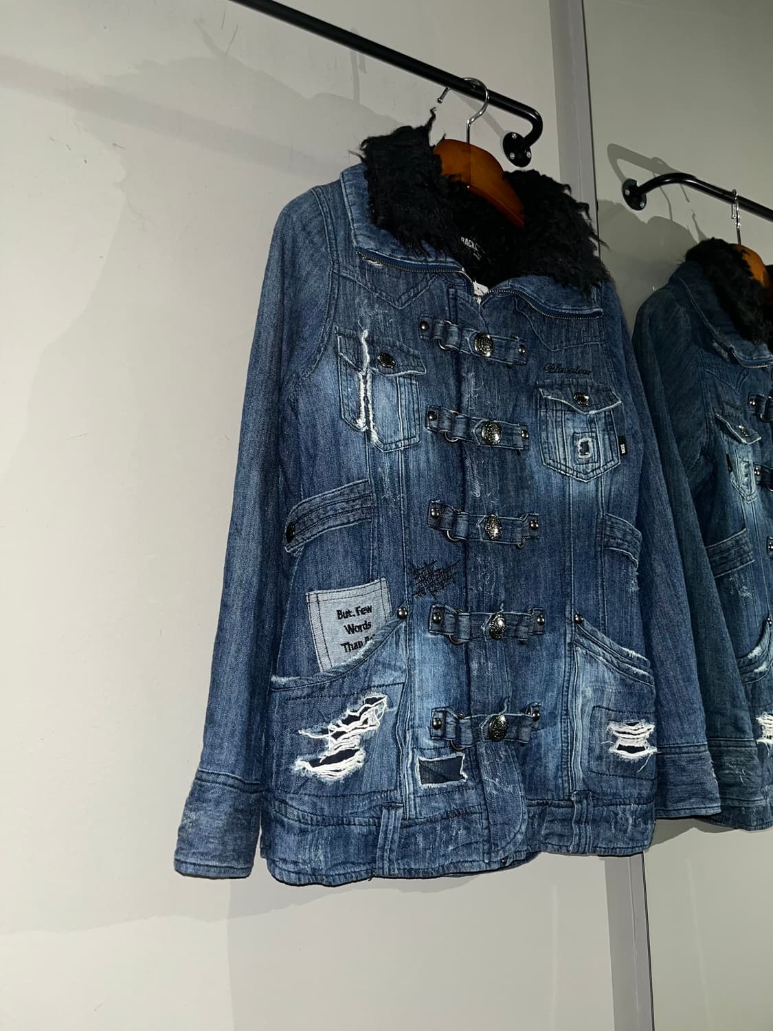 빈티지 스냅 데님 무스탕 상품이미지1