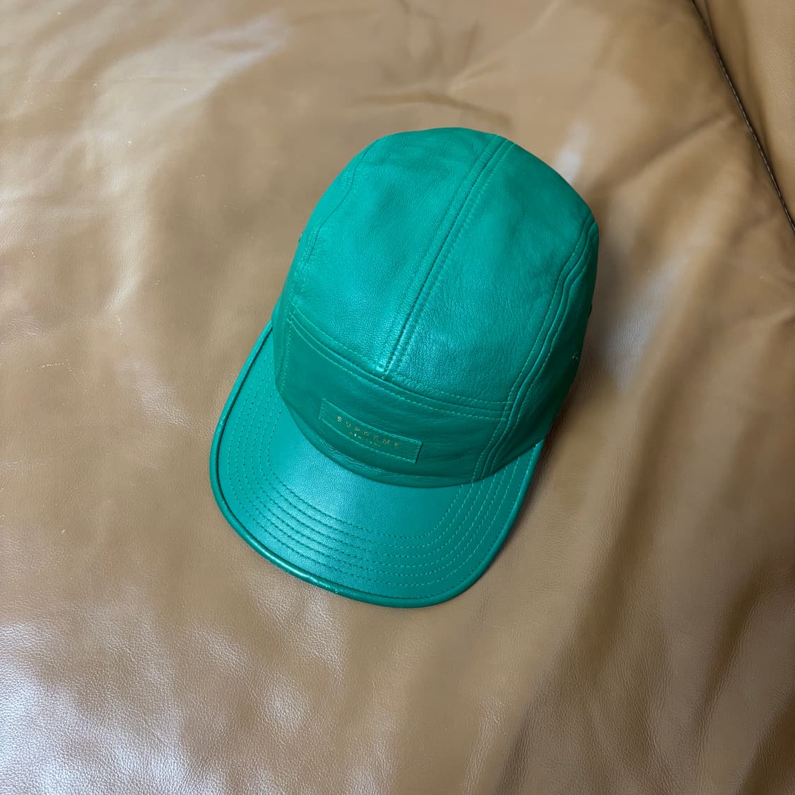 슈프림 캠프캡 모자 박스로고 레더 그린 상품이미지6