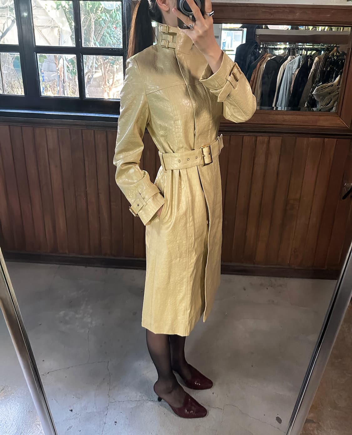 CECIL MCBEE faux leather trench coat 상품이미지2
