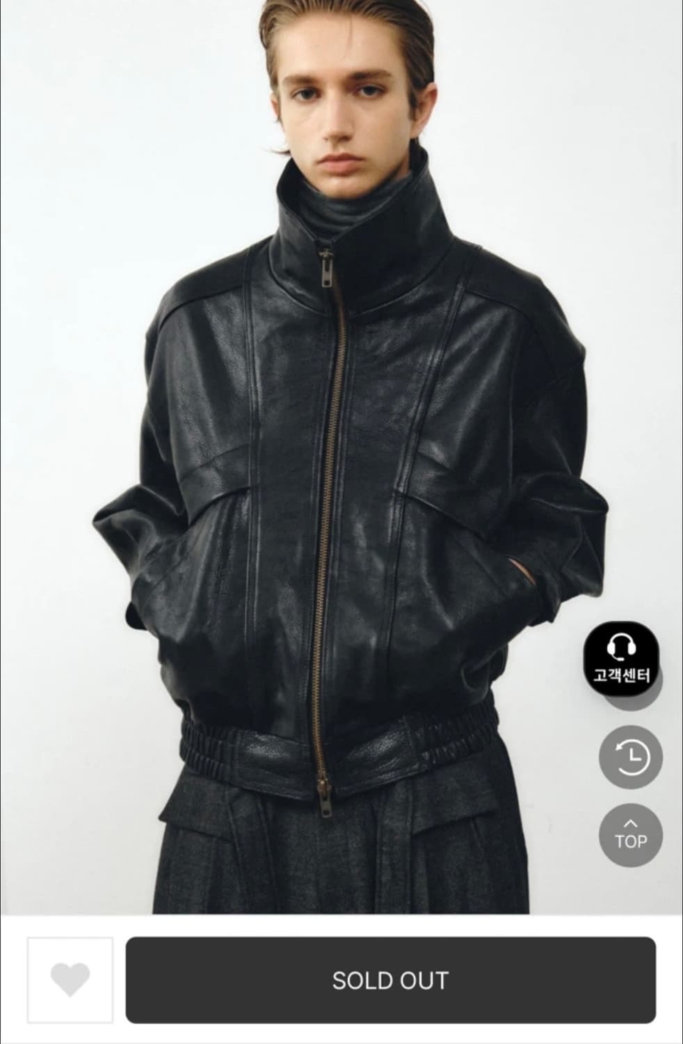 노이어 앤틱 카우 레더 하이넥 블루종 자켓 50 상품이미지2