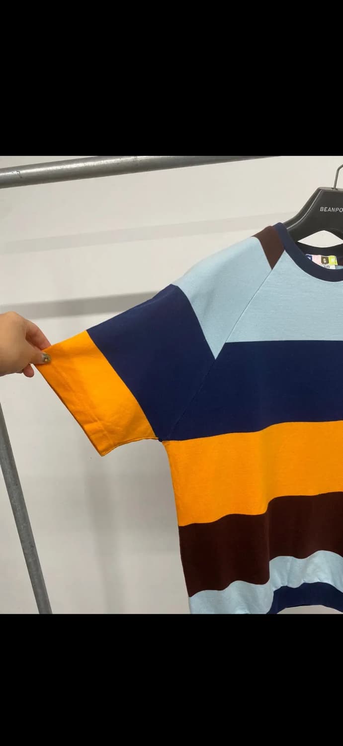 (L) MSGM 코튼 컬러 블록 스트라이프 반팔 티셔츠 숏슬리브 상품이미지3