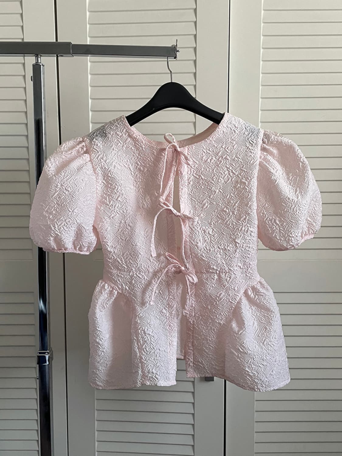 노이어룸 리아 퍼프 블라우스 핑크 상품이미지2