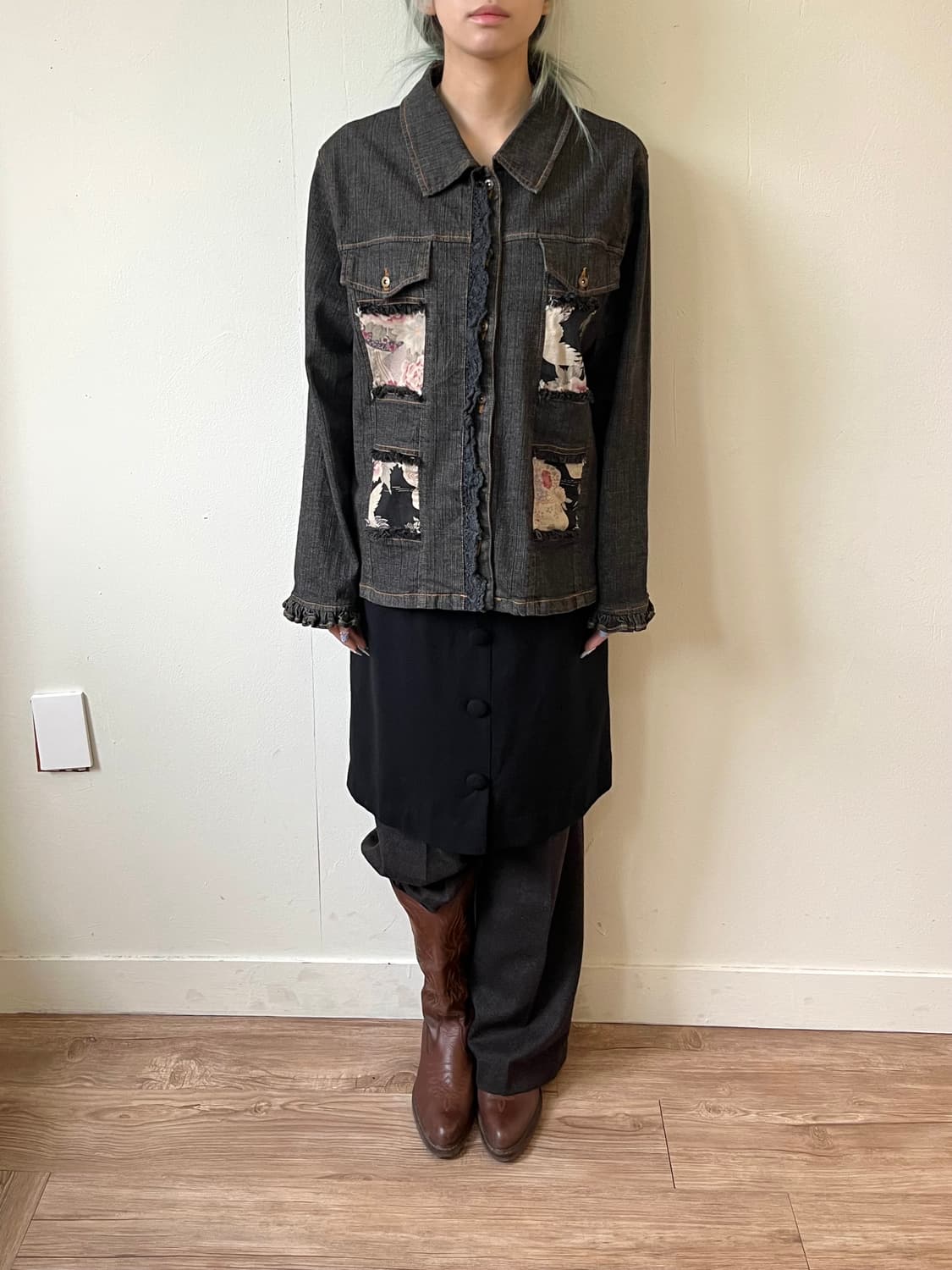 QUINTY 패치워크 프릴 데님 자켓 상품이미지7