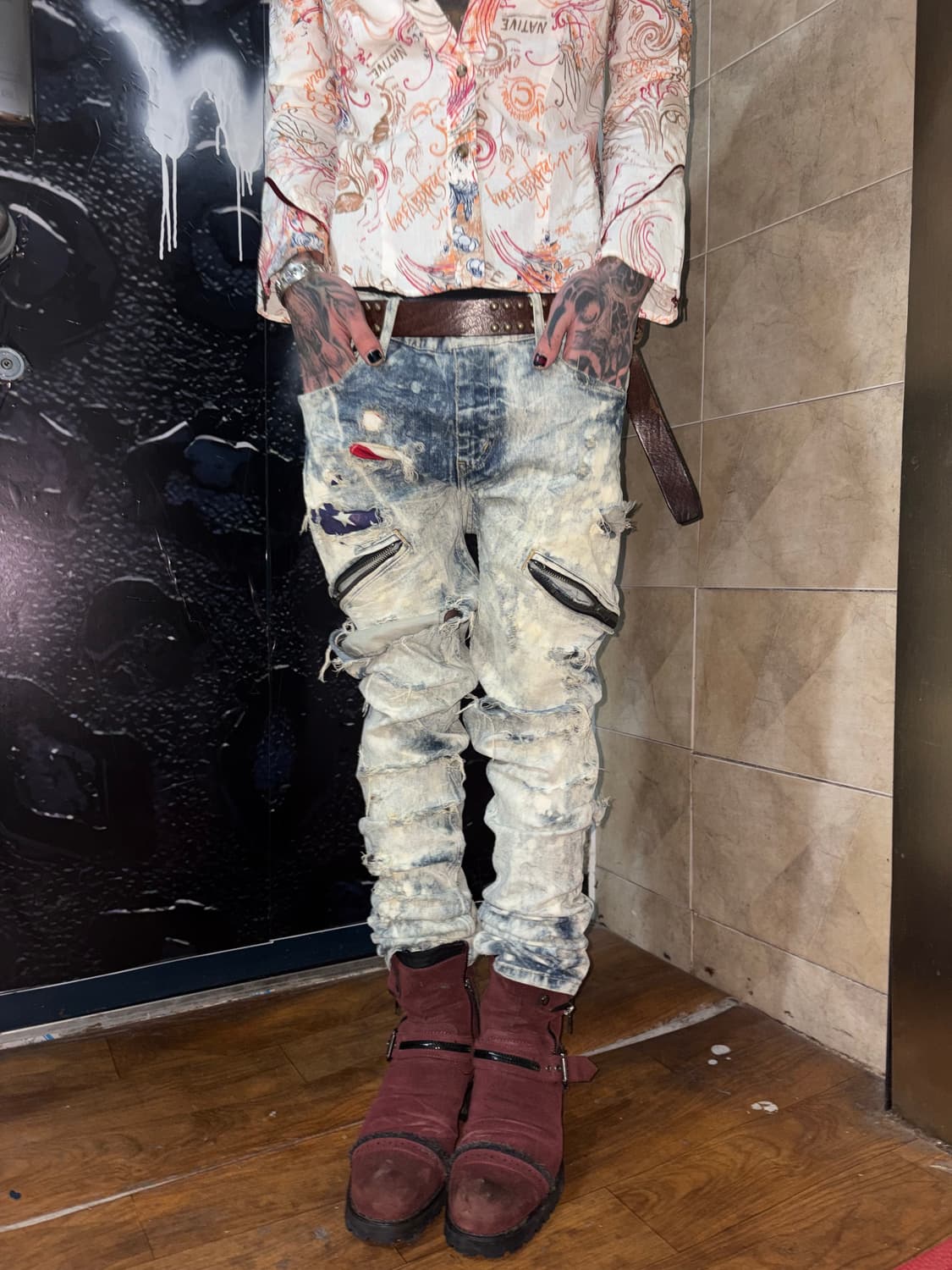 LGB Tie Dye American Flag Detail Pants  상품이미지3