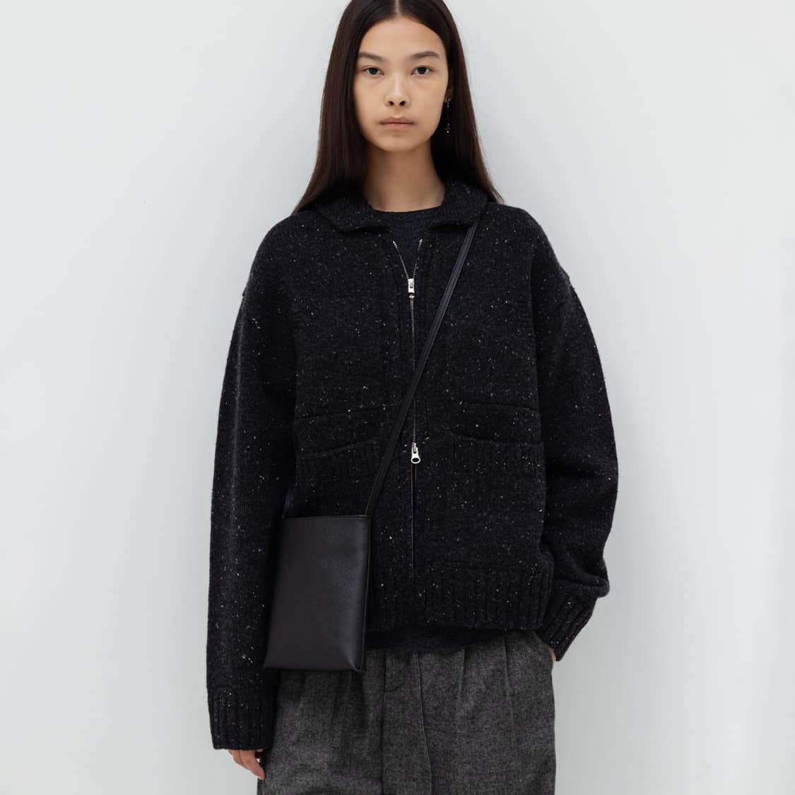 네세서리 포포켓 집업 니트 가디건 상품이미지1