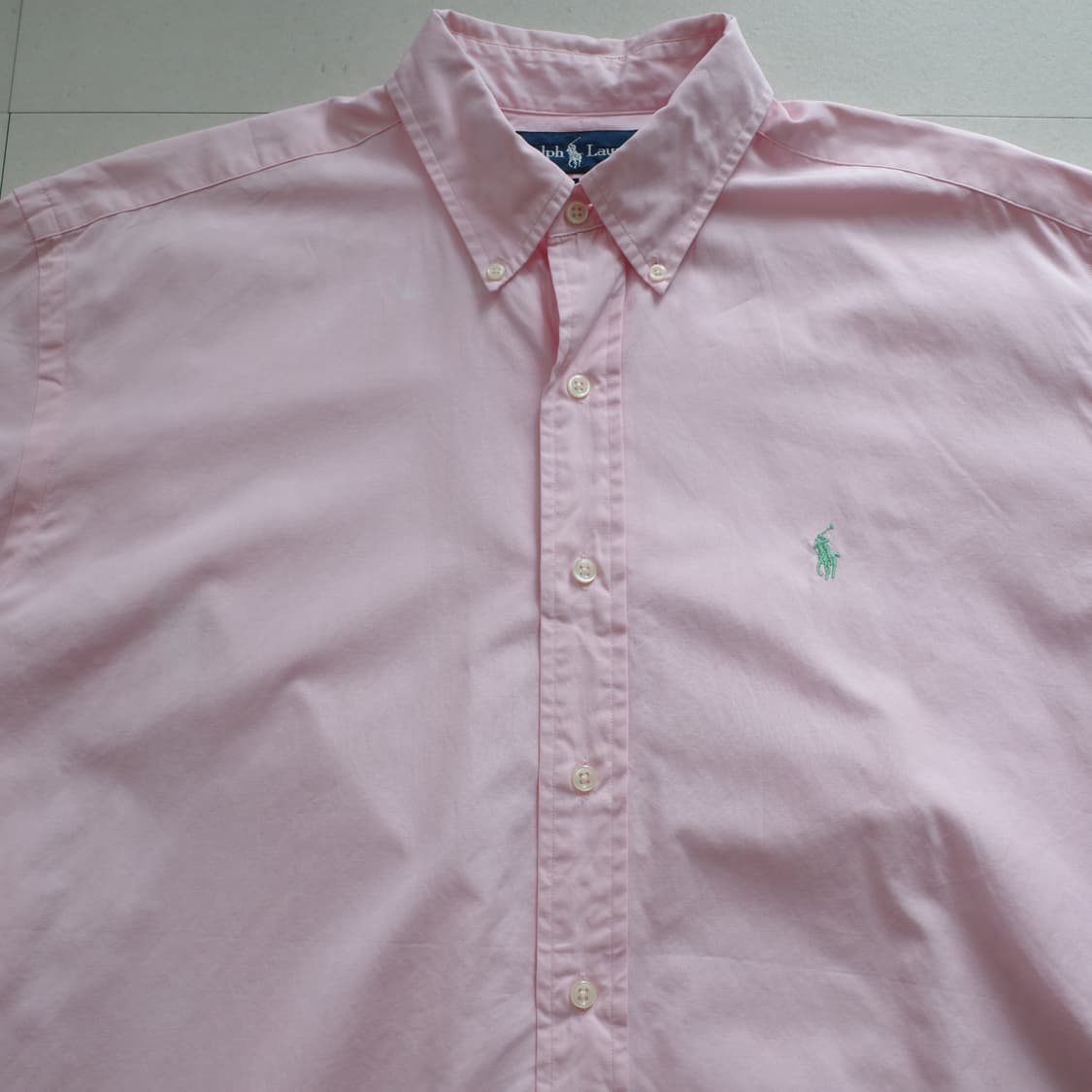 90s 폴로 랄프로렌 블레이크 반팔 핑크 셔츠 (L) 상품이미지2