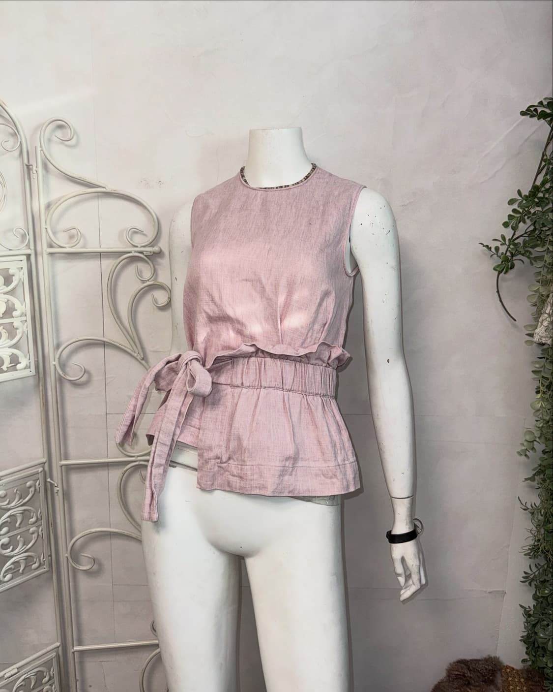 MSGM pink linen shirring strap 슬리브리스 상품이미지2