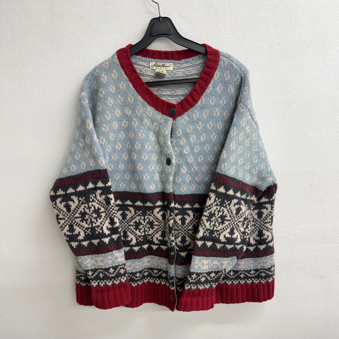 90s 에디바우어 100프로 램스울 노르딕 가디건 XXL 상품이미지1