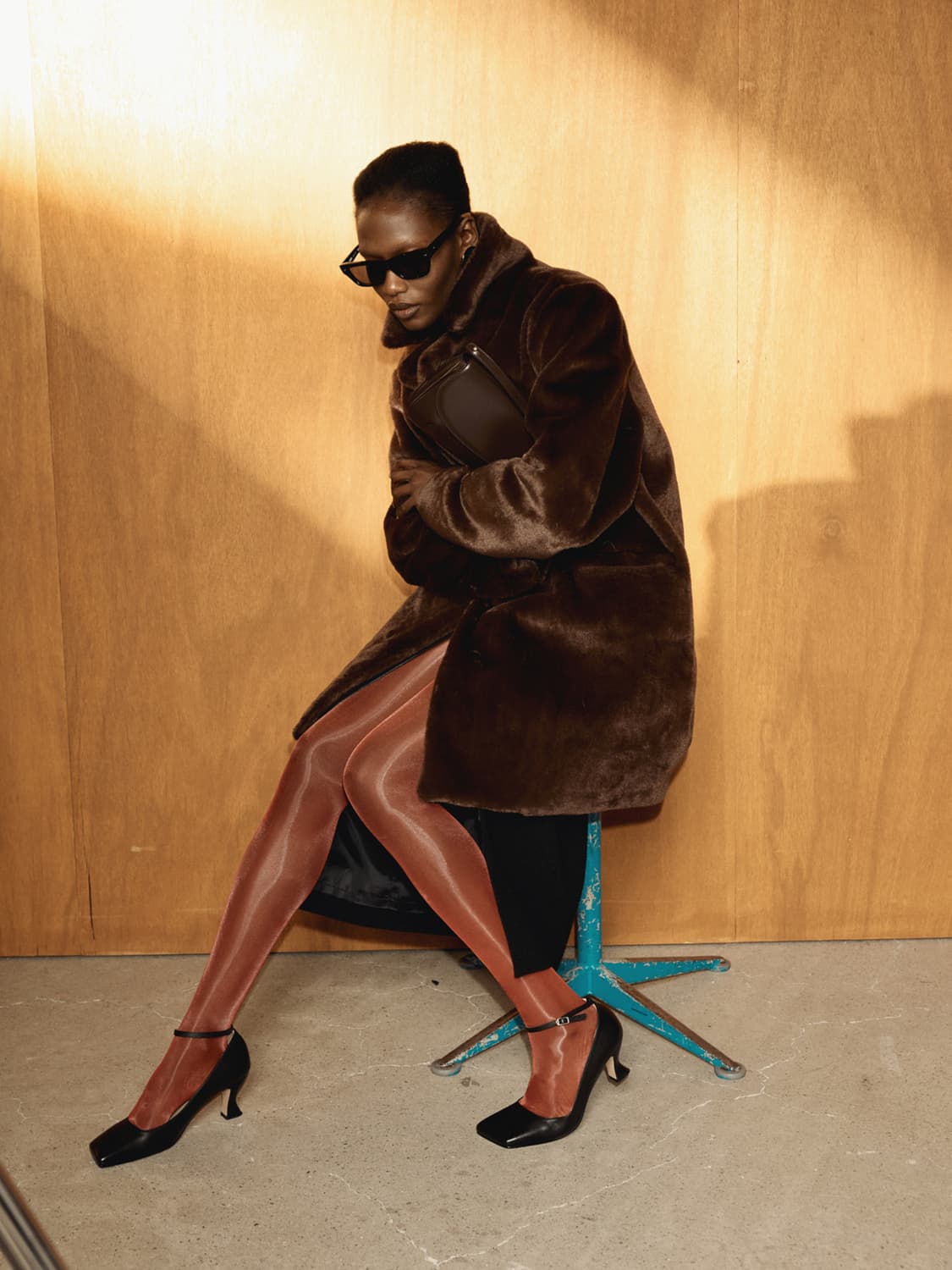 렉토 RECTO 그랜마 폭스 퍼 더블 코트 빈티지 브라운 상품이미지1