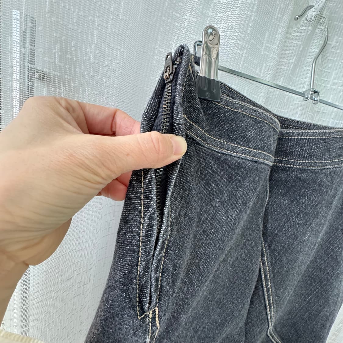 빈티지 블랙청 데님 플레어 스커트 상품이미지6