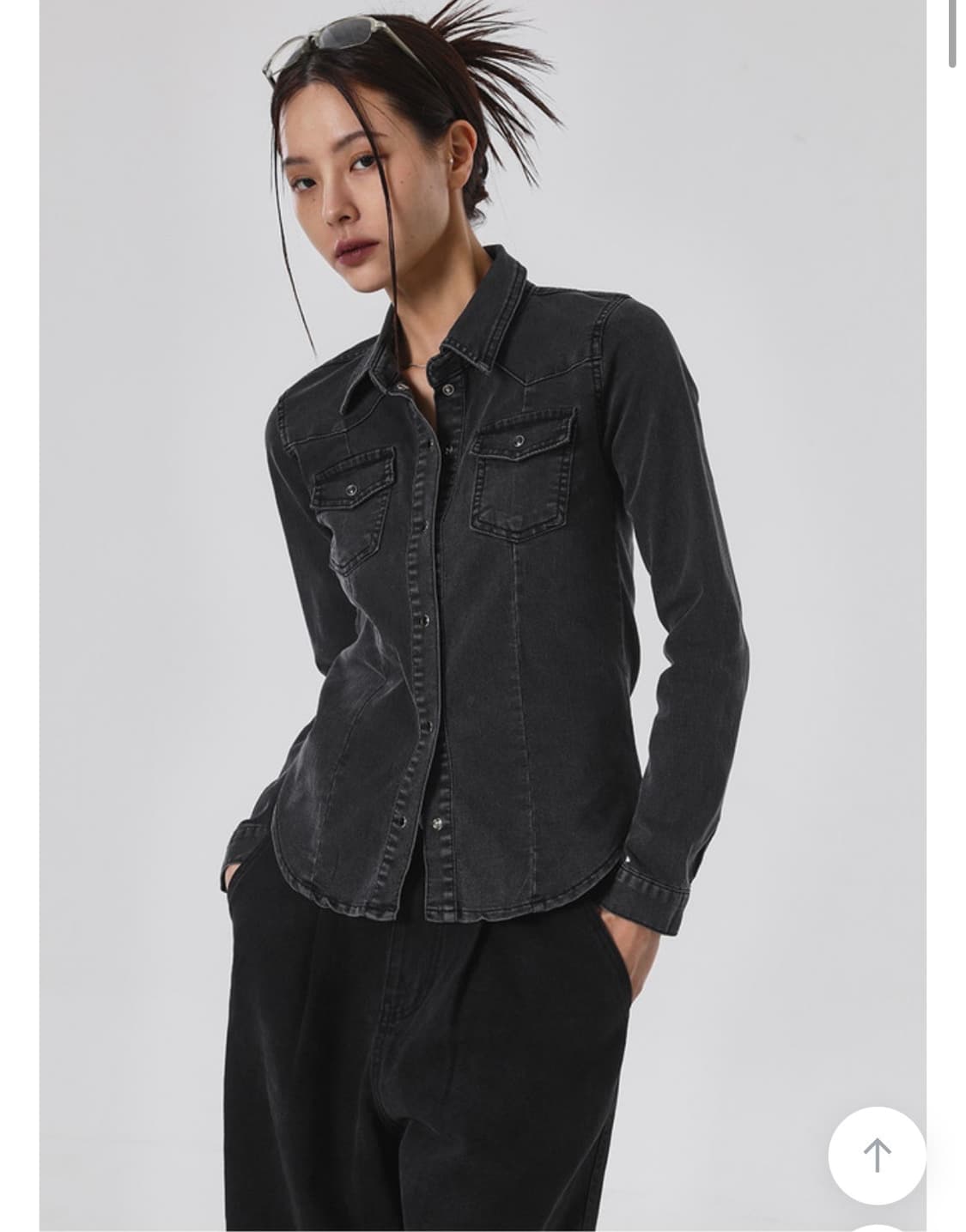 블랙업 데님셔츠 연청 M 청셔츠 상품이미지3