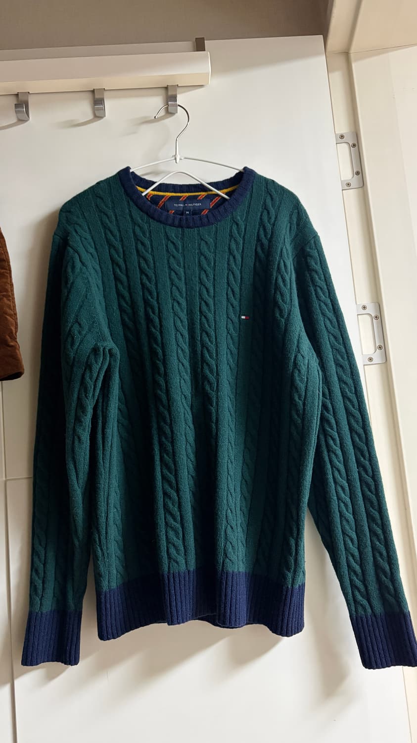타미힐피거 모100% 딥그린 니트 상품이미지1