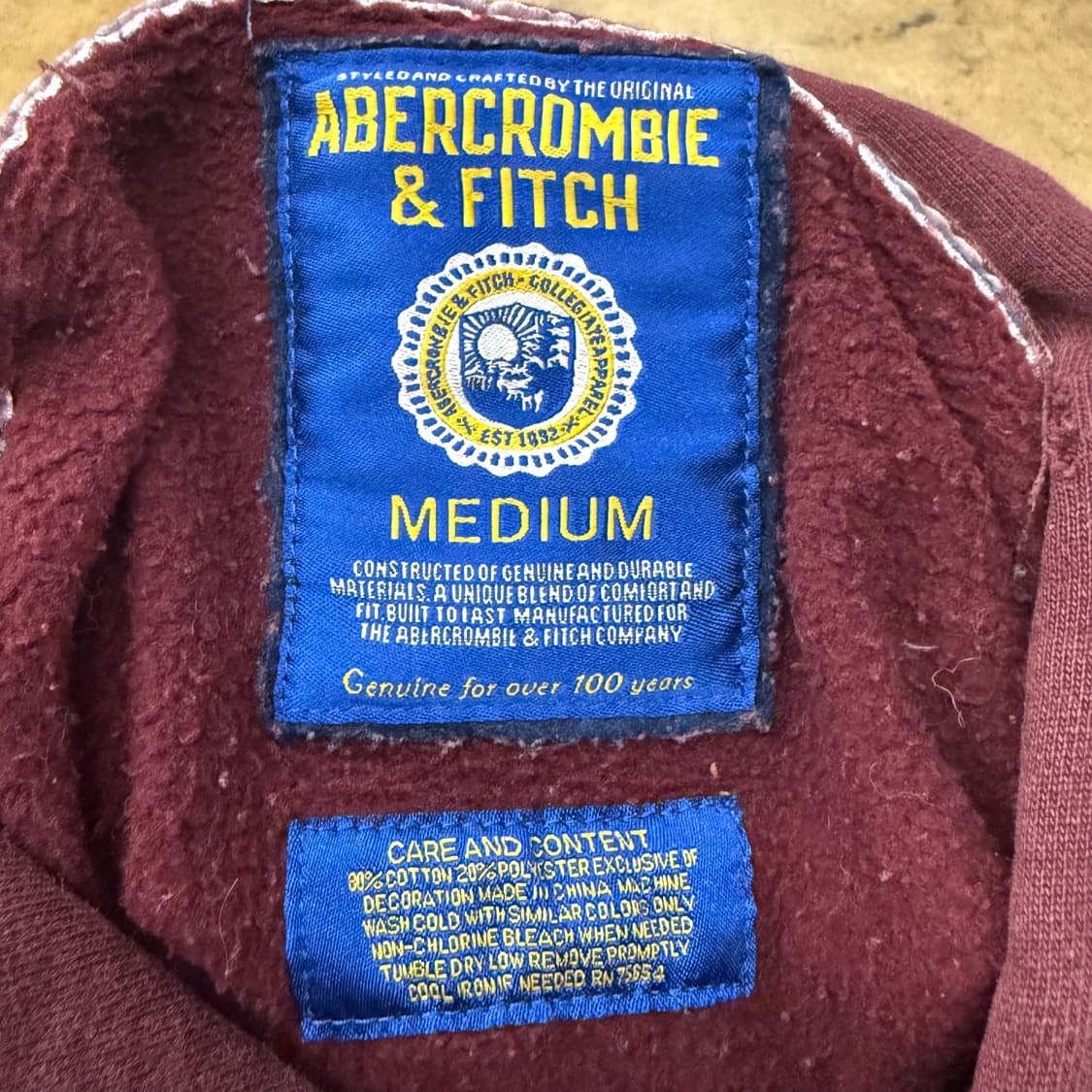 아베크롬비 버건디 후드티 상품이미지5