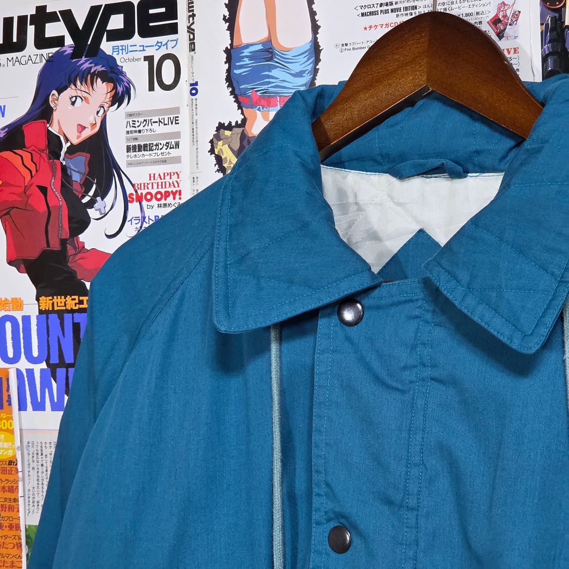 JPN 피콕 블루 누빔 오버핏 코튼 봄버 점퍼 상품이미지3