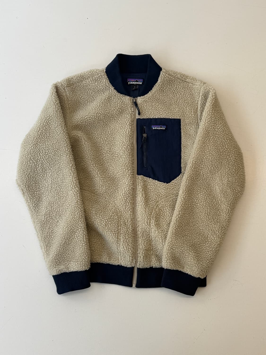 Patagonia 배색 플리스 집업 (아이보리/네이비) 상품이미지2