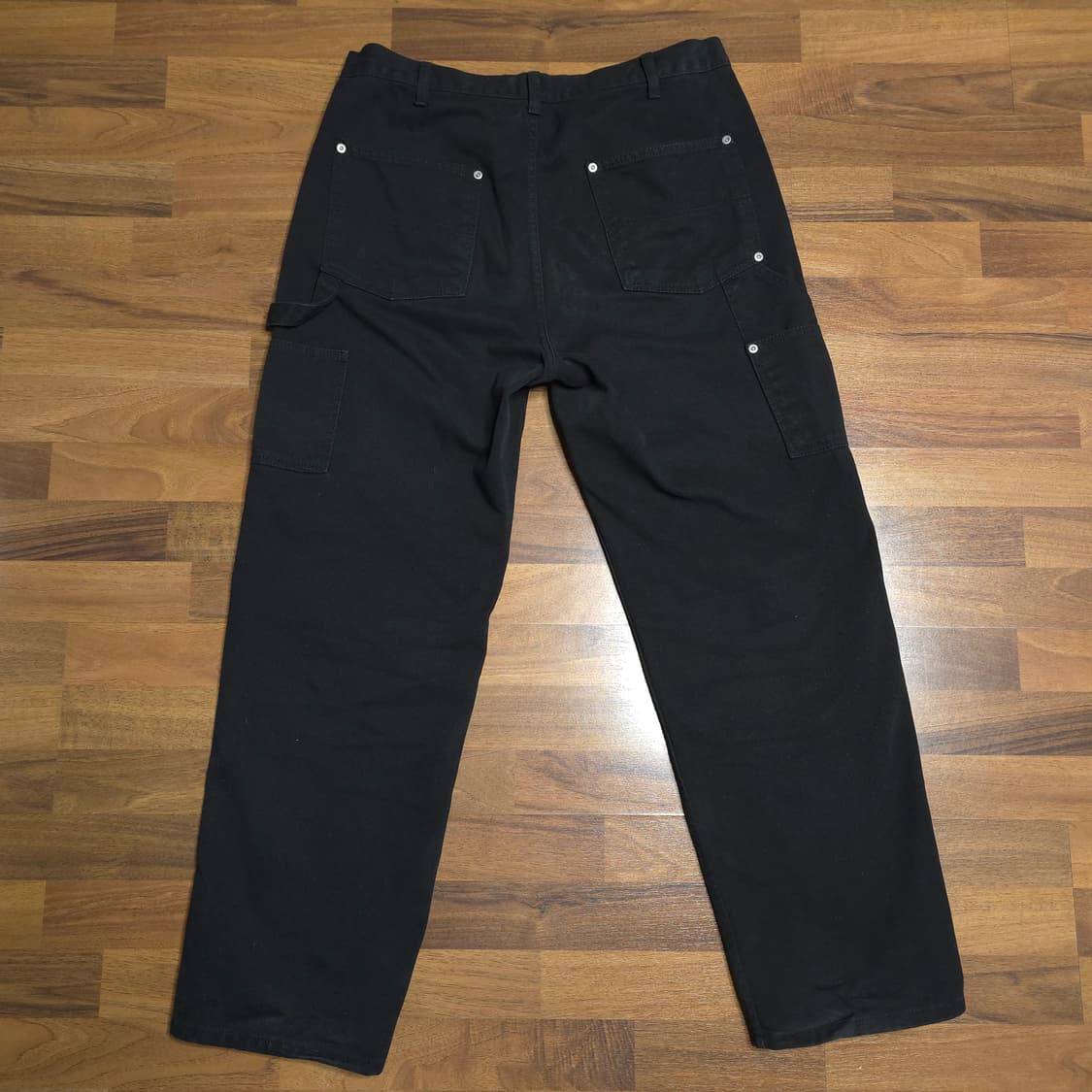 [2]도넛리벤지 워크팬츠 더블니 블랙 핑거프레스 상품이미지6