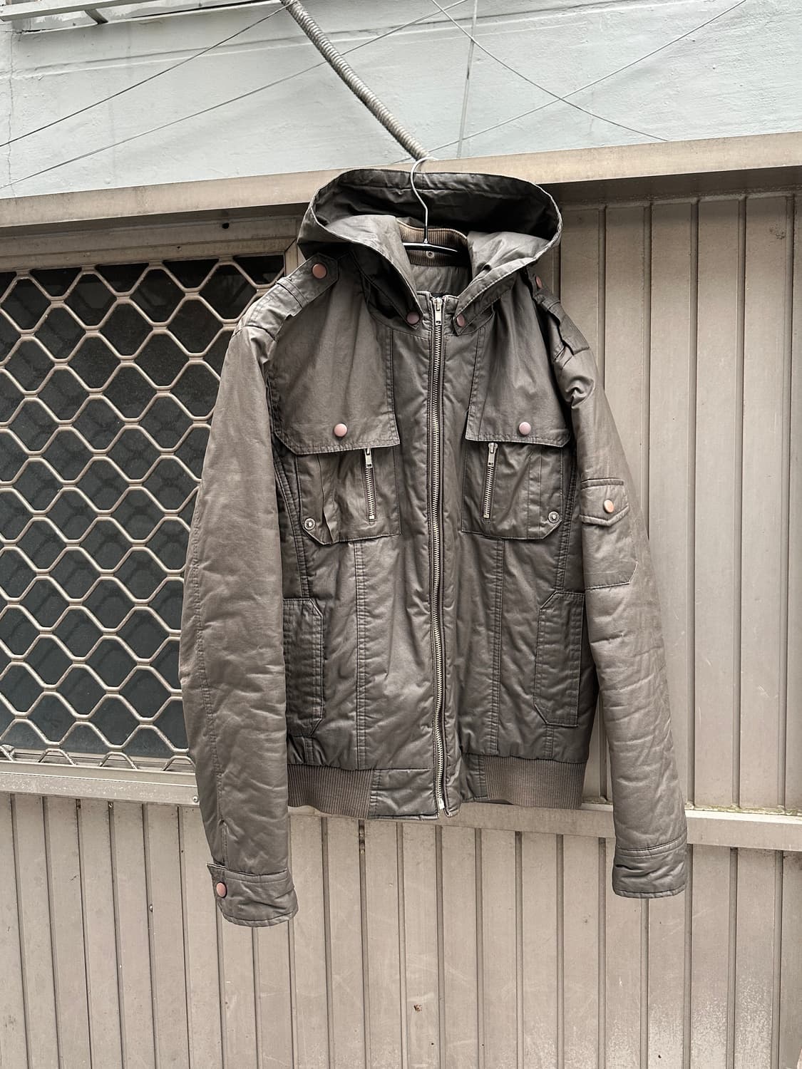 Grunge khaki brown multi pocket bomber 상품이미지4