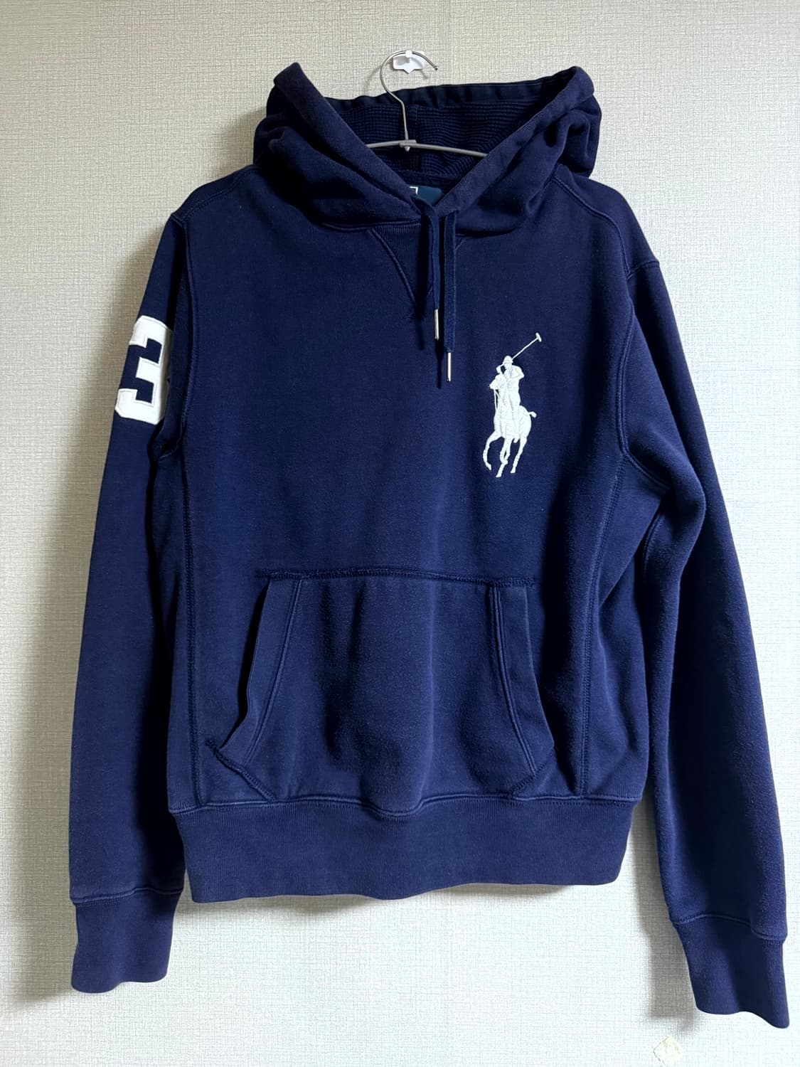 대장급 폴로 랄프로렌 00s 빅포니로고 네이비 써멀 후드티 상품이미지1