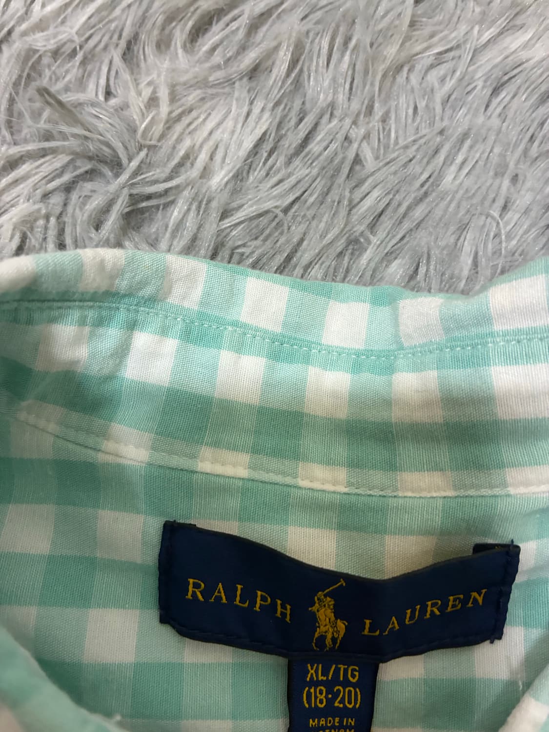 폴로 랄프로렌 핀터깔 청록 체크 셔츠(xl) 상품이미지3