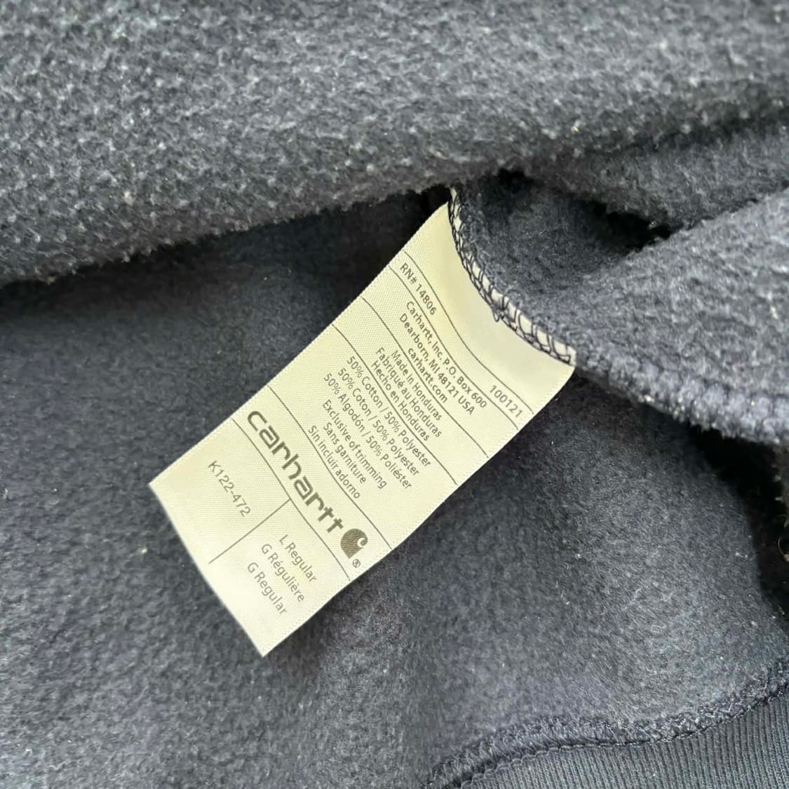 칼하트 네이비 미드웨이트 스웻 후드집업 희귀져지(L) 상품이미지5