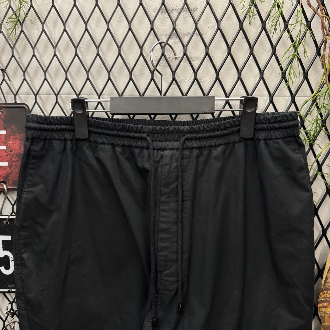 18S/S 준지 나일론 코튼 밴딩 이지 팬츠 블랙 상품이미지3