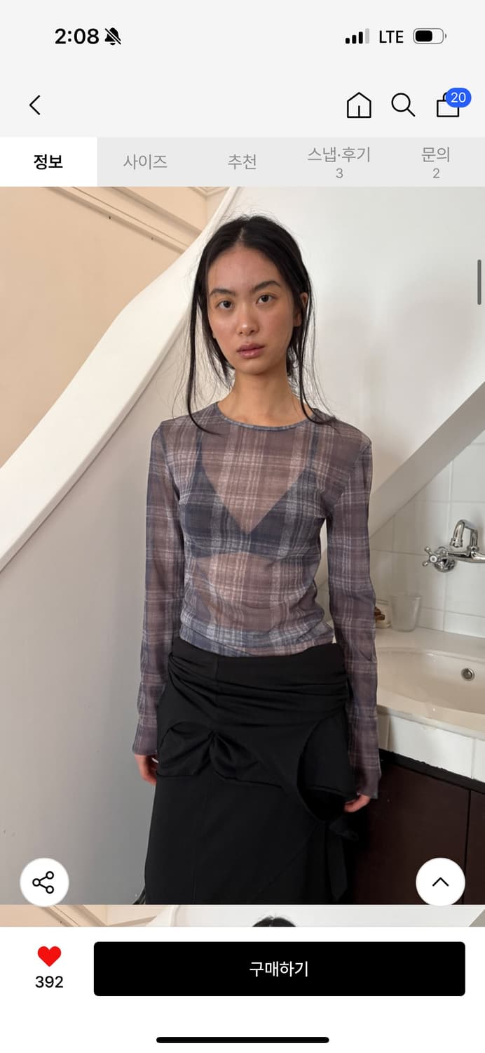 다이애그널 CHECK SEE THROUGH TOP 상품이미지1