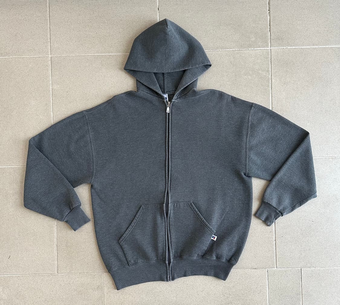 90s 빈티지 러셀 후드집업 다크그레이 XL 상품이미지1