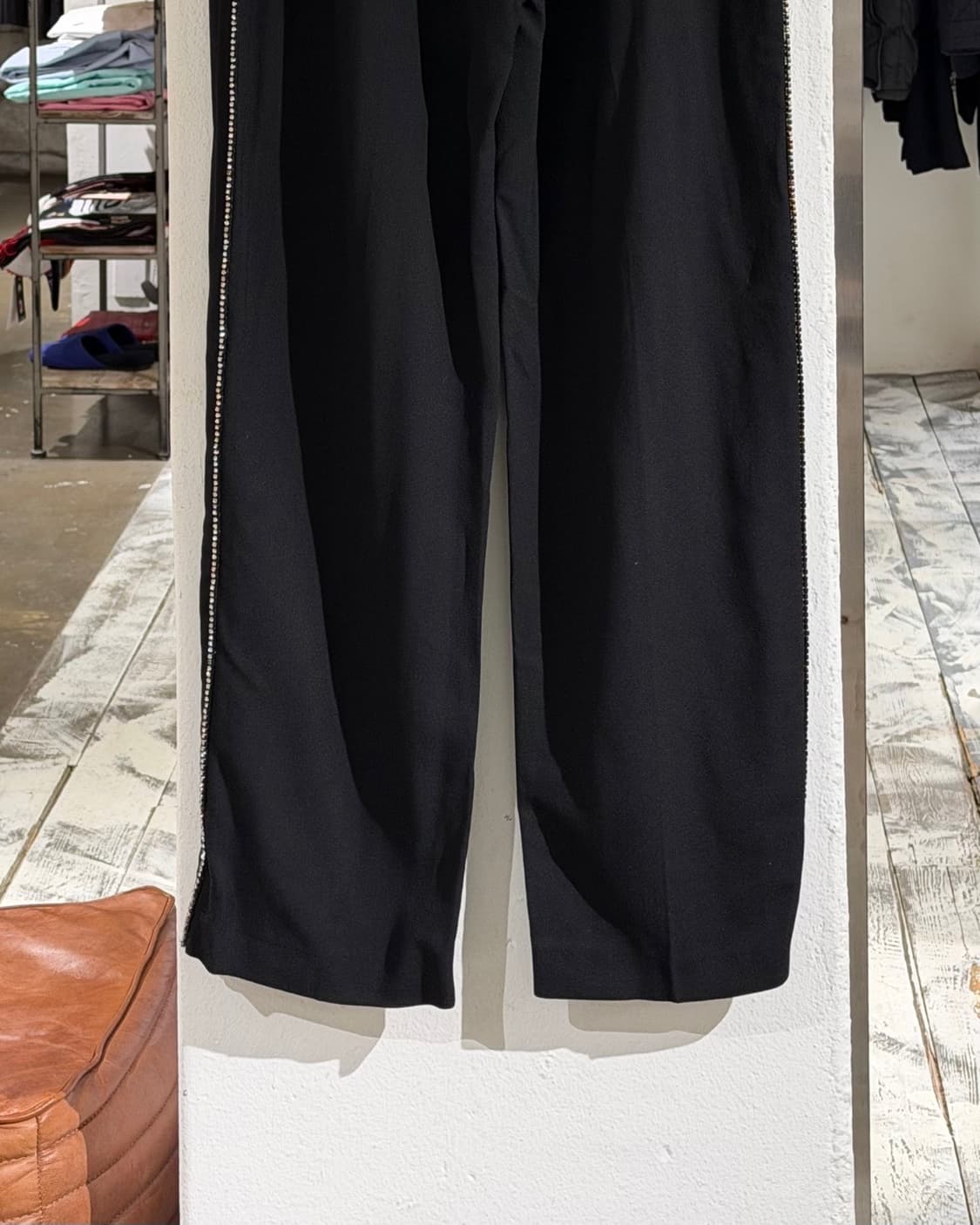 msgm 블랙 라인 스톤 와이드 팬츠 상품이미지6