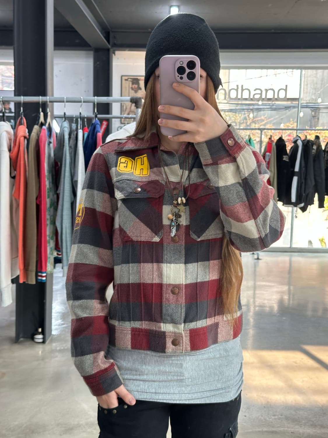 히스테릭글래머 Kinky Jeans 빅로고포켓 체크셔츠자켓 상품이미지1