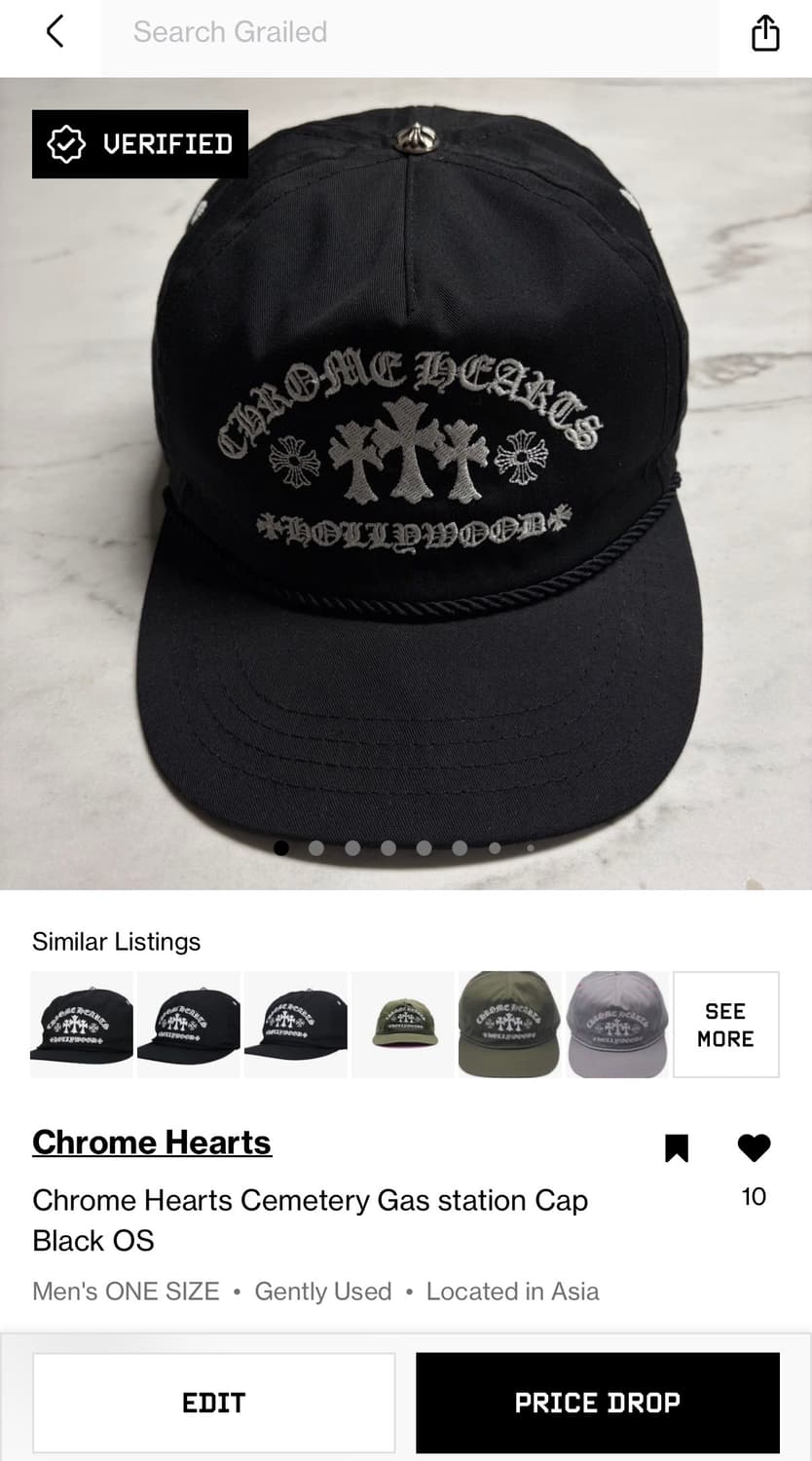레어) 크롬하츠 세메터리 가스 스테이션 세메터리 캡 모자 블랙 OS 상품이미지10