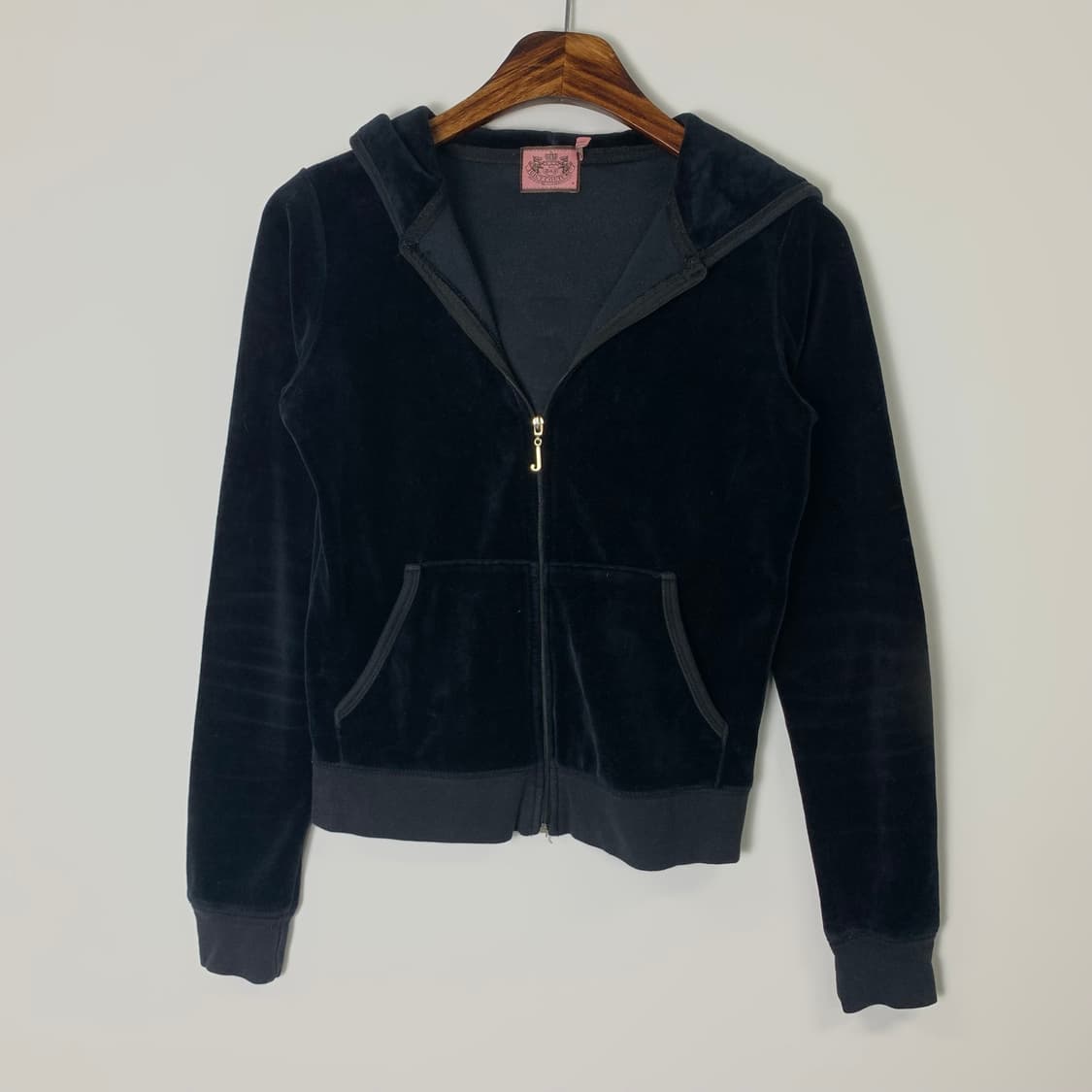 Vintage 빈티지 벨루어 블랙 후드집업 상품이미지2