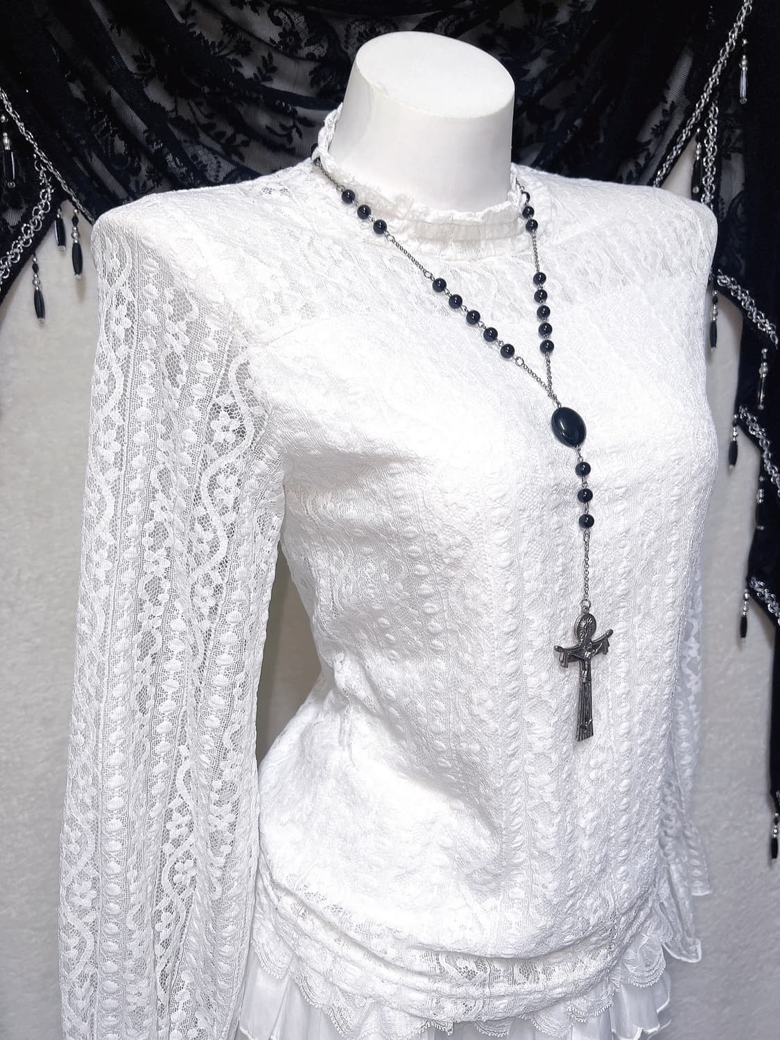 로맨틱고딕 엔젤릭 프릴레이스 시스루 블라우스 로걀탑 고스로리 페어리 핀터 상품이미지4