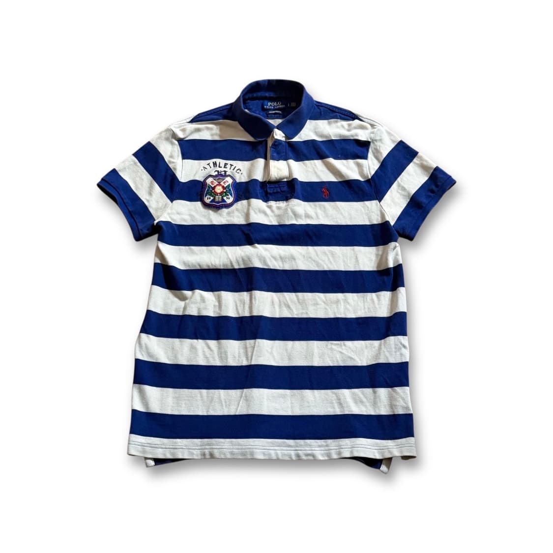 폴로 랄프로렌 패치 로고 스트라이프 카라 반팔티 상품이미지1