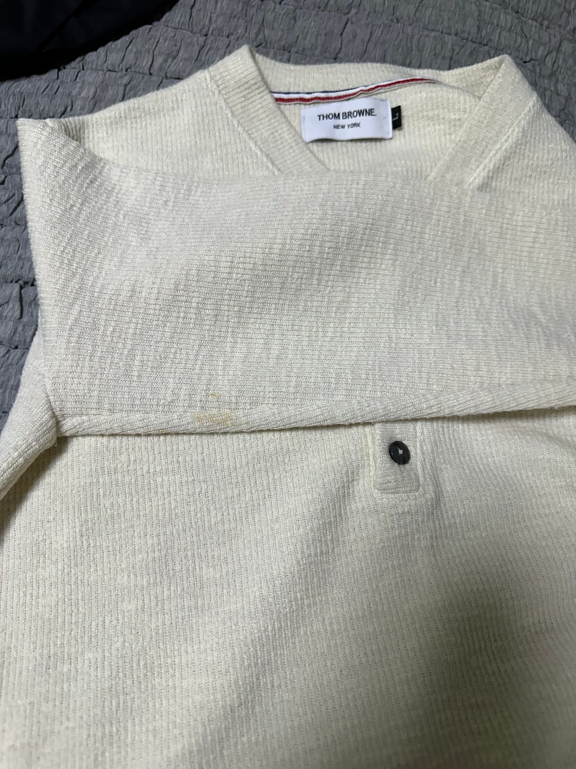 톰브라운 아이보리 삼선 완장 가디건 상품이미지9