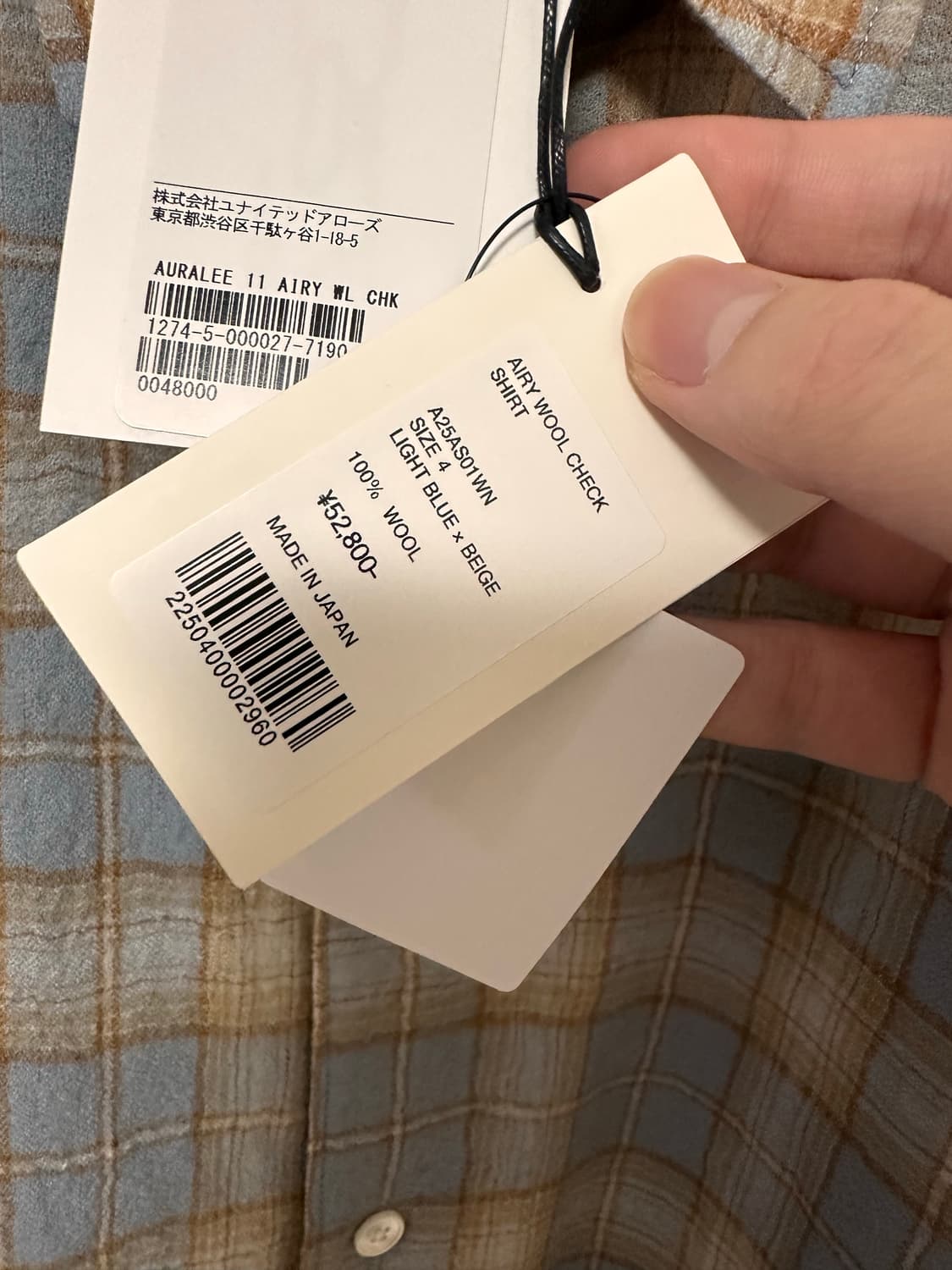 오라리 25fw 에어리울 체크셔츠 4 상품이미지3