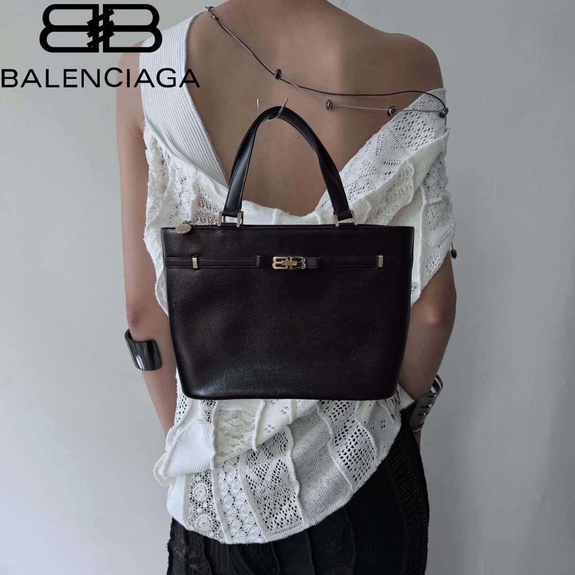 BALENCIAGA 00s Black leather tote Bag 상품이미지1