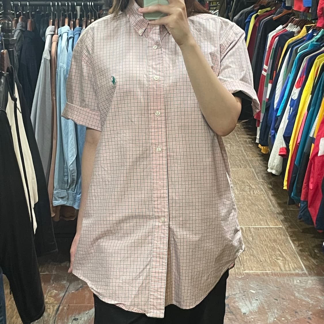 [HI] 폴로 반팔셔츠 핑크 체크 상품이미지3