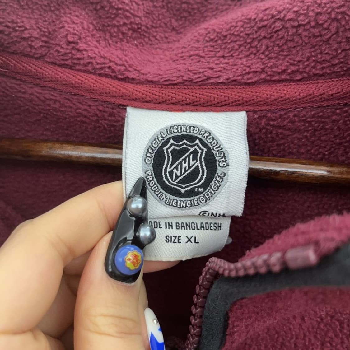 NHL 빈티지 빅사이즈 오버핏 버건디와인 반집업 후리스 XL C08761 상품이미지5