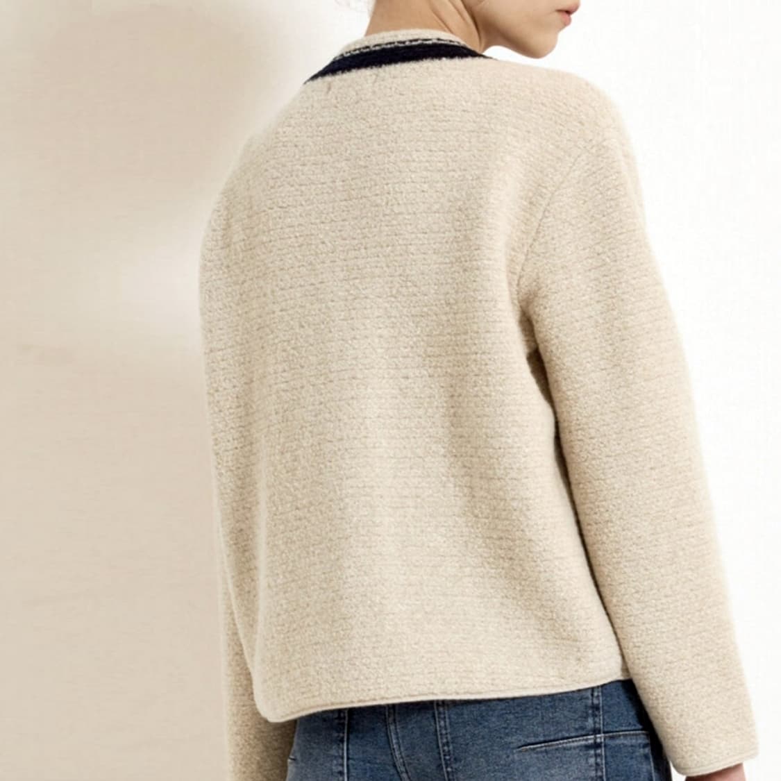 SJSJ 캐시미어 블렌드 컬러 라인 니트자켓 프리사이즈 상품이미지4