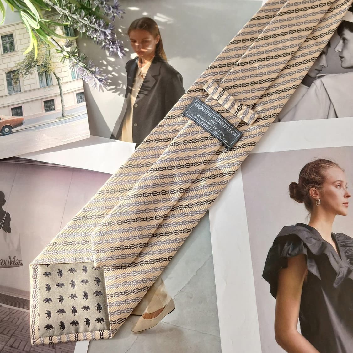 헌팅월드 실크 체인 스트라이프 넥타이 9.7cm A+등급 A19498
 상품이미지6