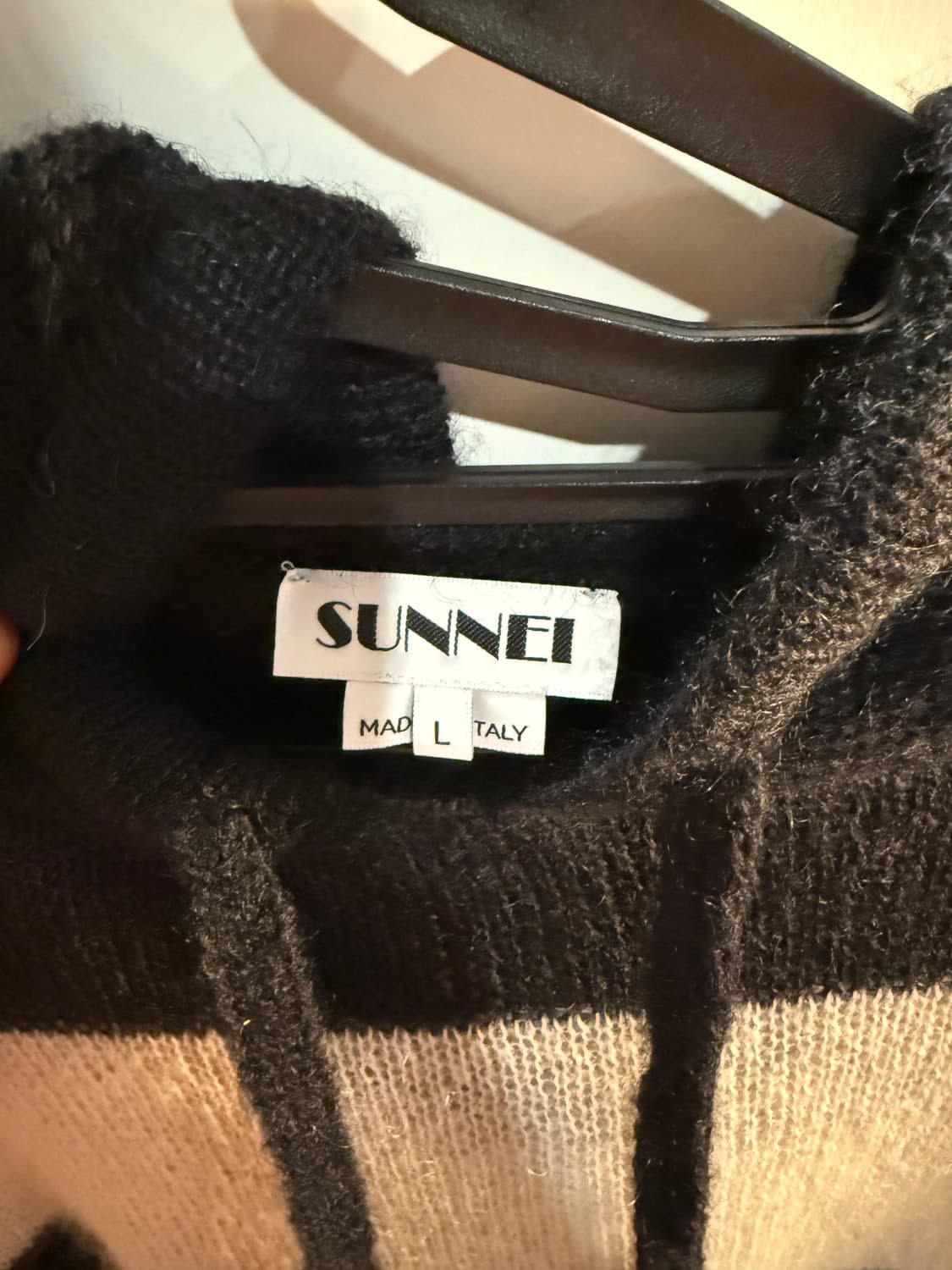 써네이 스트라이프 니트 후드 - 블랙:화이트 상품이미지3