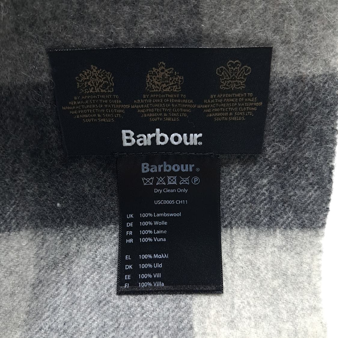 MX618 바버 00s 램스울 블록체크 그레이 머플러 목도리 상품이미지5