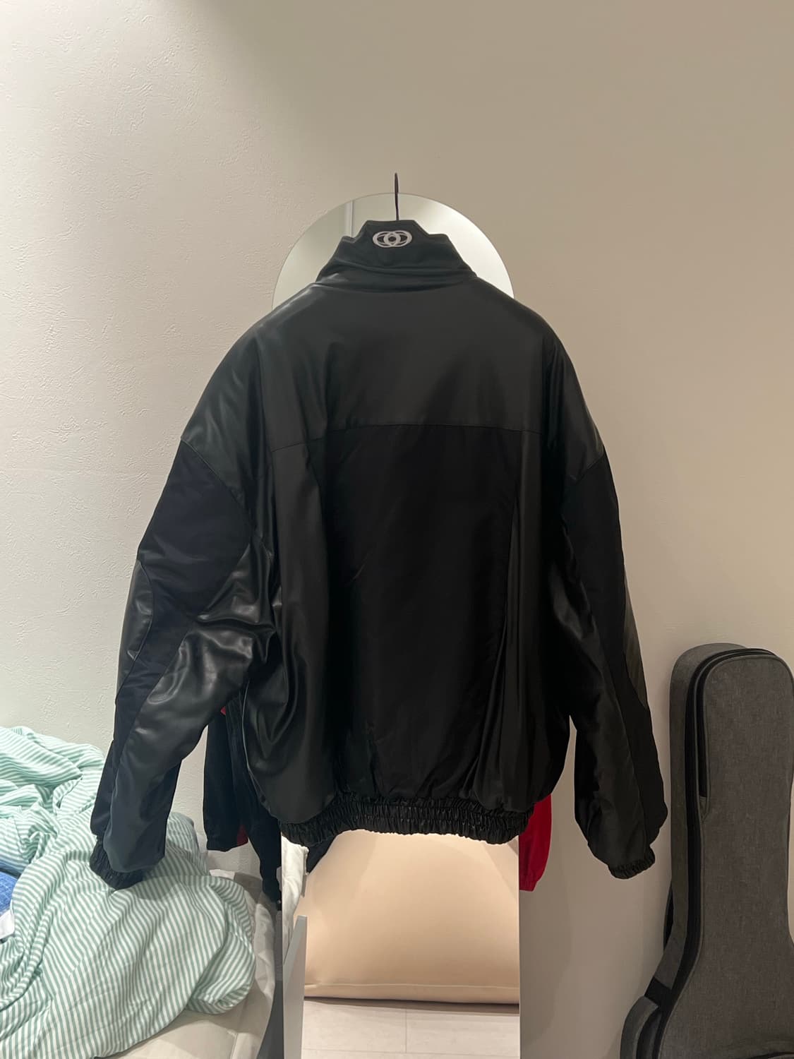 csc 믹스 봄버 레더 자켓 블랙  상품이미지4