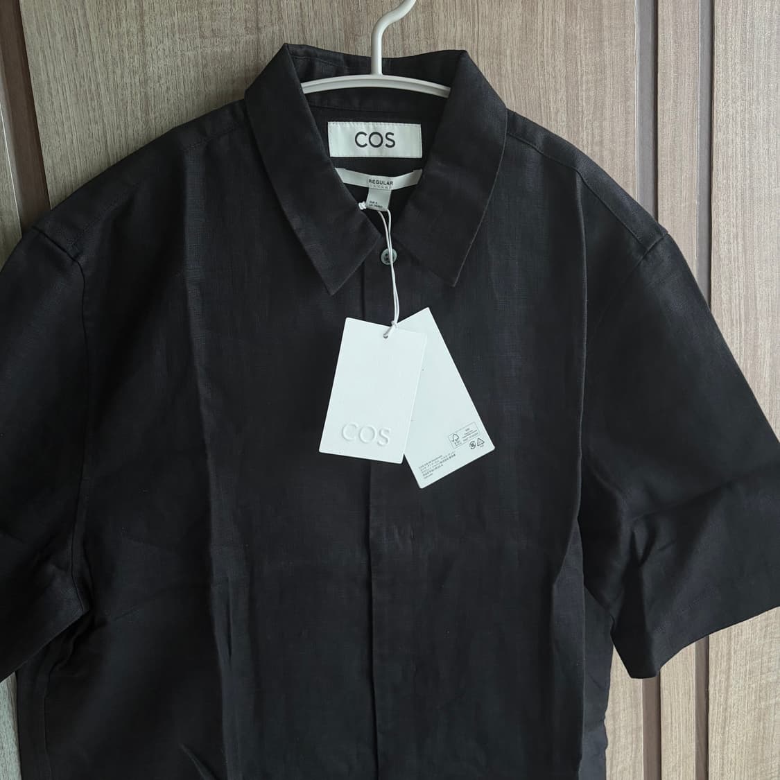 [새상품]코스 COS 리사이클 린넨 오버사이즈 반팔셔츠 블랙 상품이미지3