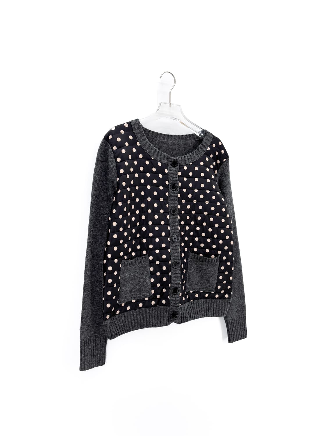 빈티지 패디드 도트 가디건 상품이미지1