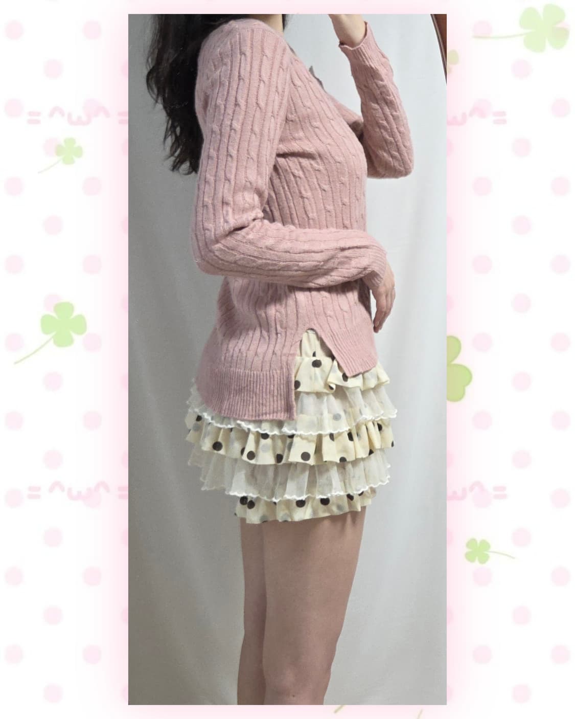 잉그니 핑크 케이블 브이넥 니트 상품이미지2